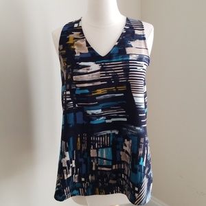 Nic and Zoe Blue multi color sleeveless top